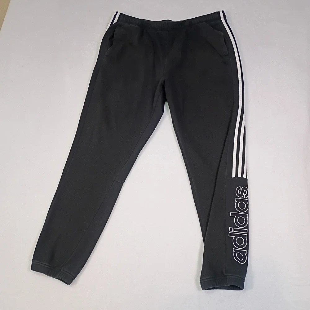 Adidas Mens XL Tapered Cuff 3-Stripes Jogger Sweatpants Pants Black‎ GT9435